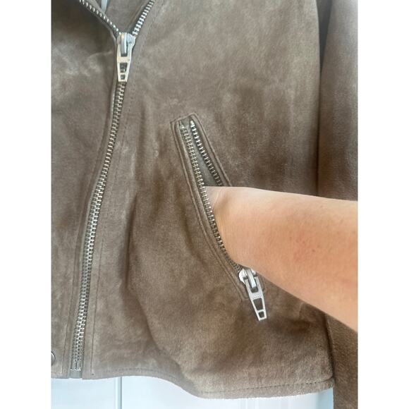 Blank NYC Size Medium 100% Leather Brown Suede-like Jacker with Zipper Pockets - Picture 3 of 6